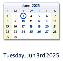 3 June 2025 calendar