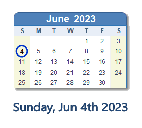 4 June 2023 calendar