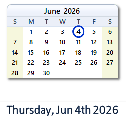 4 June 2026 calendar