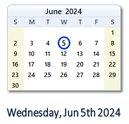 June 5, 2024 calendar