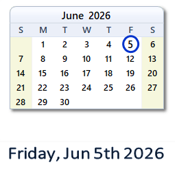 June 5, 2026 calendar
