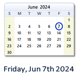 June 7, 2024 calendar