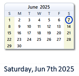 7 June 2025 calendar