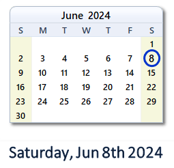 June 8, 2024 calendar