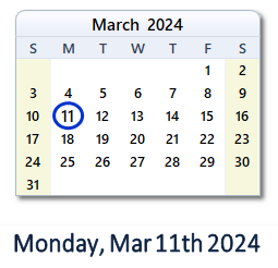 11 March 2024 calendar