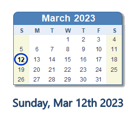March 12, 2023 calendar