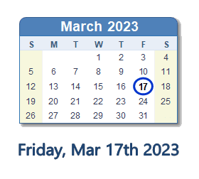 March 17, 2023 calendar