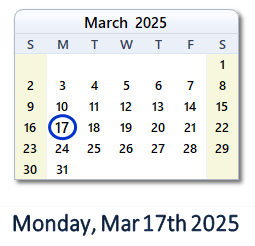 March 17, 2025 calendar