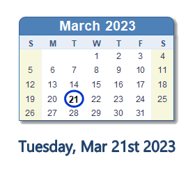 March 21, 2023 calendar