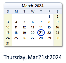 21 March 2024 calendar