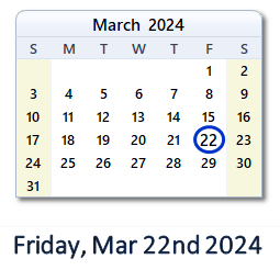 March 22, 2024 calendar