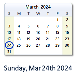 24 March 2024 calendar