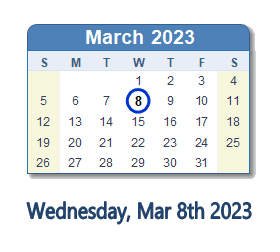 8 March 2023 calendar