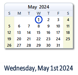 May 1, 2024 calendar