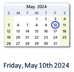 May 10, 2024 calendar