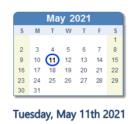 May 11, 2021 calendar