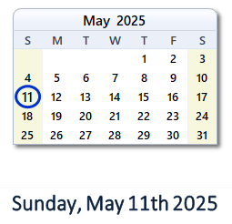 May 11, 2025 calendar