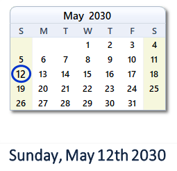 May 12, 2030 calendar