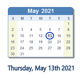 May 13, 2021 calendar