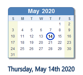 May 14, 2020 calendar