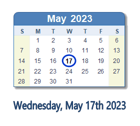 17 May 2023 calendar