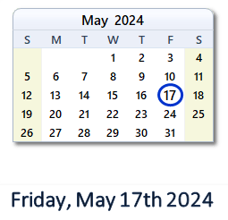 May 17, 2024 calendar