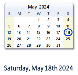 18 May 2024 calendar