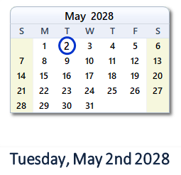 May 2, 2028 calendar