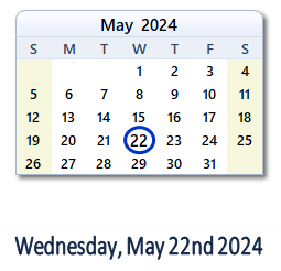 May 22, 2024 calendar