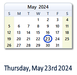 23 May 2024 calendar