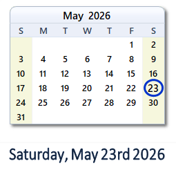 May 23, 2026 calendar