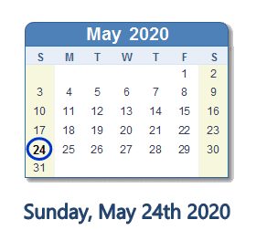 May 24, 2020 calendar