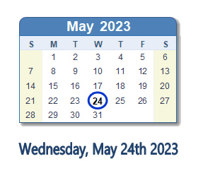 24 May 2023 calendar
