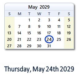 May 24, 2029 calendar