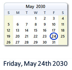 May 24, 2030 calendar