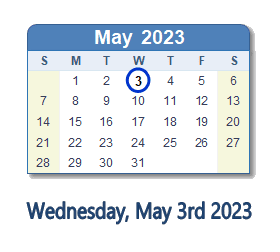 3 May 2023 calendar