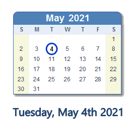 May 4, 2021 calendar