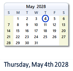 May 4, 2028 calendar