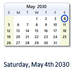 May 4, 2030 calendar