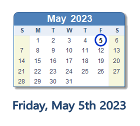5 May 2023 calendar