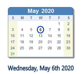 May 6, 2020 calendar