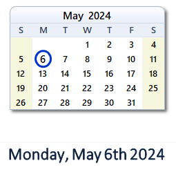 May 6, 2024 calendar