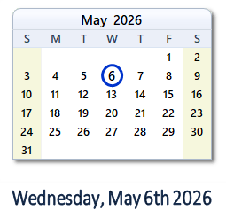 May 6, 2026 calendar
