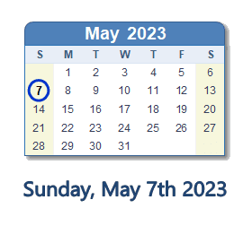 May 7, 2023 calendar