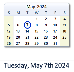 May 7, 2024 calendar