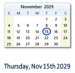 November 15, 2029 calendar