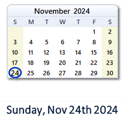 November 24, 2024 calendar