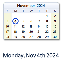 November 4, 2024 calendar