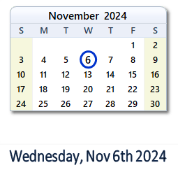 6 November 2024 calendar