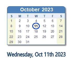 October 11, 2023 calendar